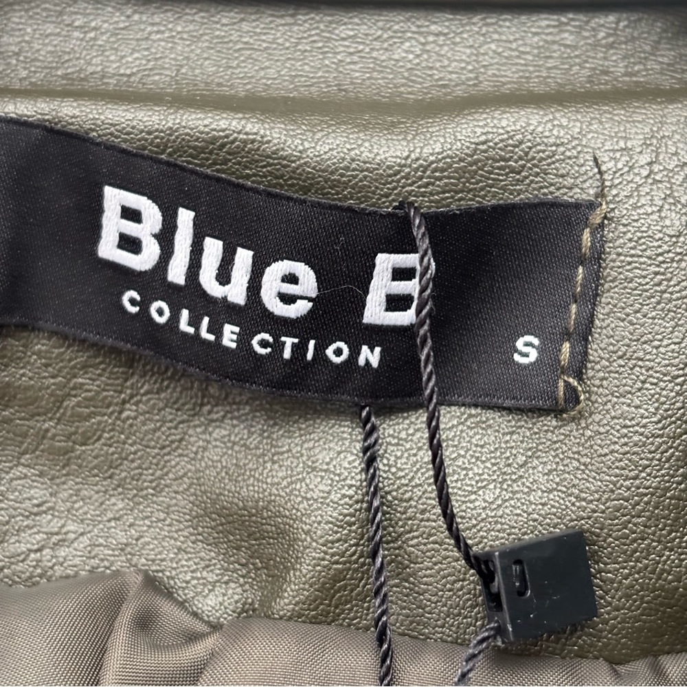 NWT Blue B Collection Olive Green Faux Leather Moto Jacket, Size Small - Picture 10 of 12